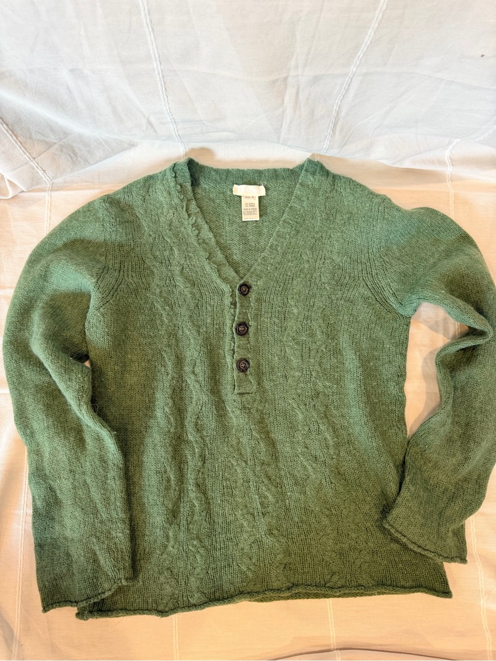 Diesel Olive Green V-Neck Sweater with 45%mo-hair wool 40%acrylic 15%alpaca wool